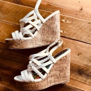 Madden Girl Strappy White Wedges